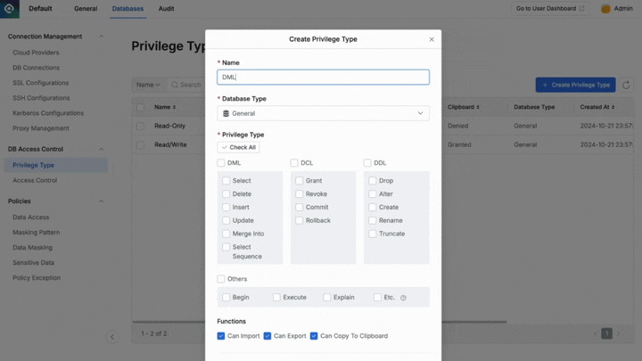 Generalized DB Permission Control